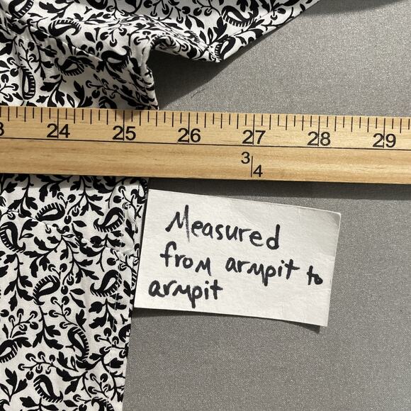 Croft & Barrow Button Up Shirt Plus Size 1X Black White Paisley Preppy Career - Picture 12 of 14